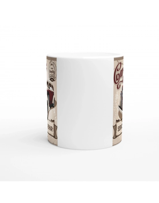 Retro Garage Servis Aracı Baskılı Kupa Bardak