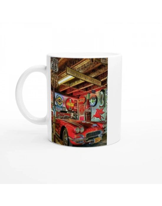 Retro Garaj Temalı Kupa Bardak