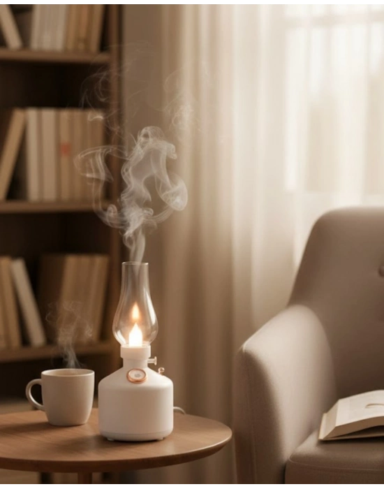 ® Retro LED Işıklı 1200 mAh Şarjlı Aroma Difüzörü 280 ml Su Kapasiteli