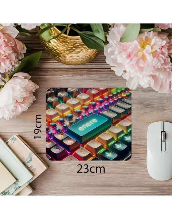 Retro Mekanik Klavye Temalı Mouse Pad - 19x23 cm 2 mm Dikdörtgen İthal Baskılı Mouse Pad
