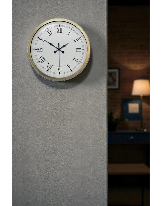 ® Retro Modern Roma Rakamlı 40 Cm Metal Duvar Saati