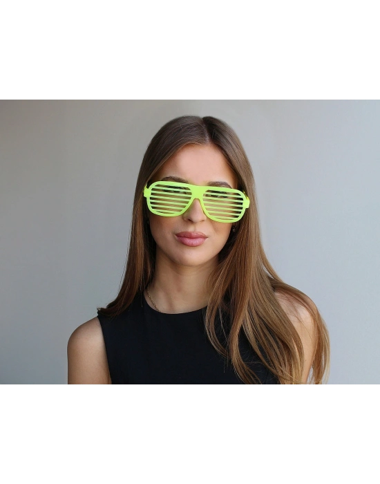 Retro Neon Fosforlu Panjur Gözlük - 12 Adet