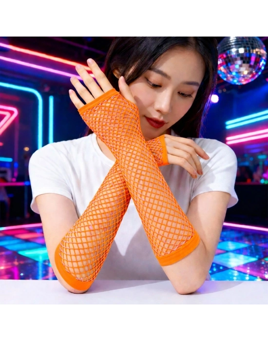 Retro Turuncu File Parmaksız Eldiven 26 cm