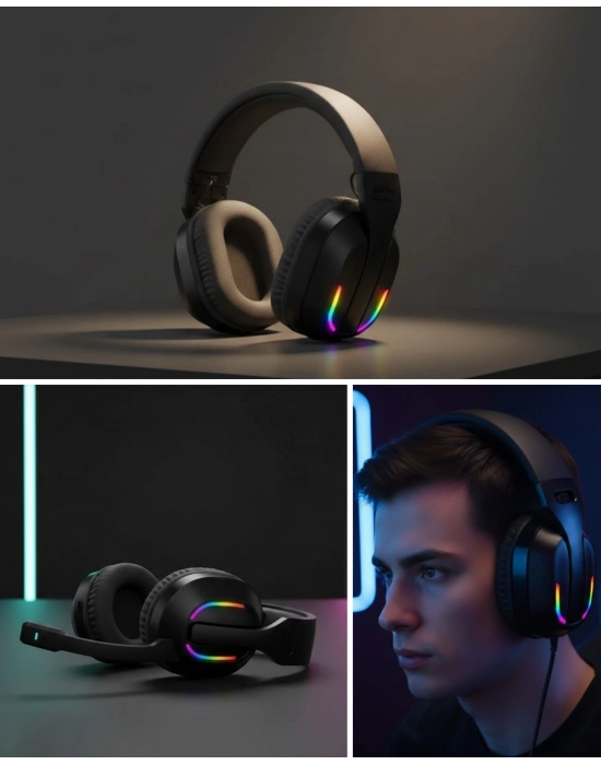 ® RGB Aydınlatmalı Kablosuz Oyuncu Kulaklığı Konsol ve PC Uyumlu
