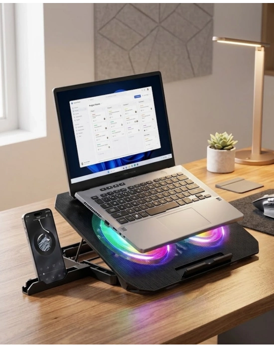 RGB Fanlı Laptop Soğutma Standı USB Girişli Notebook Yükseltici