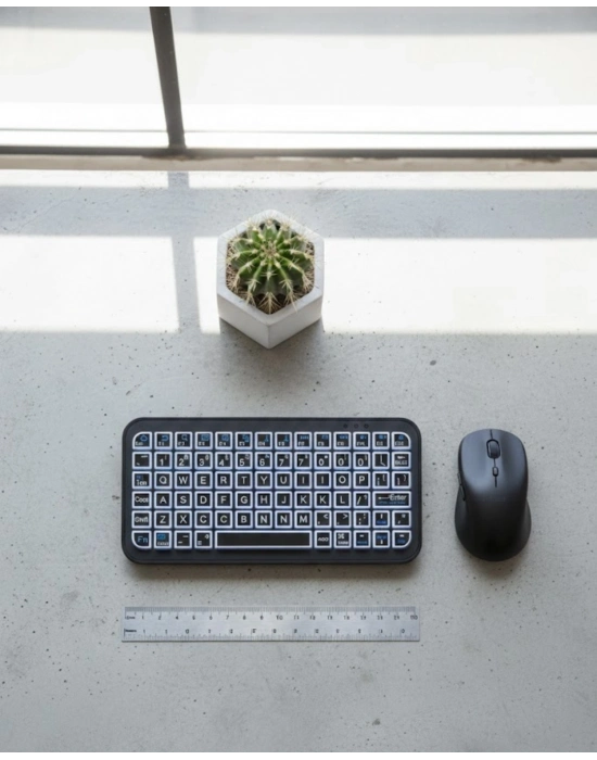 ® RGB Işıklı Kablosuz Mini Klavye 10 mm İnce Gövde