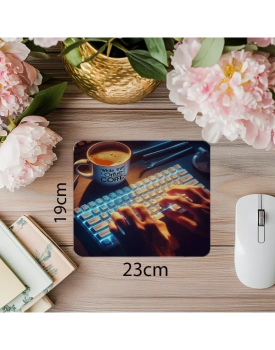 RGB Klavyeli Kodlama Sahnesi Mousepad - 19x23 cm 2 mm Dikdörtgen İthal Baskılı Mouse Pad