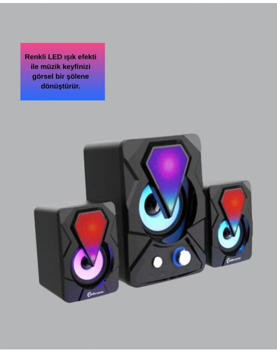 RGB LED Aydınlatmalı Bilgisayar Oyun Hoparlör Sistemi