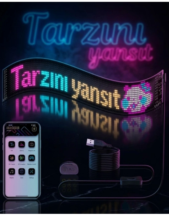 RGB LED Matrix Panel Esnek Yapı Uygulama Kontrollü Kayan Yazı Ekranı
