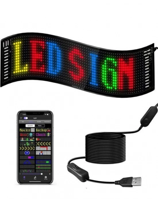 RGB LED Matrix Panel Esnek Yapı Uygulama Kontrollü Kayan Yazı Ekranı