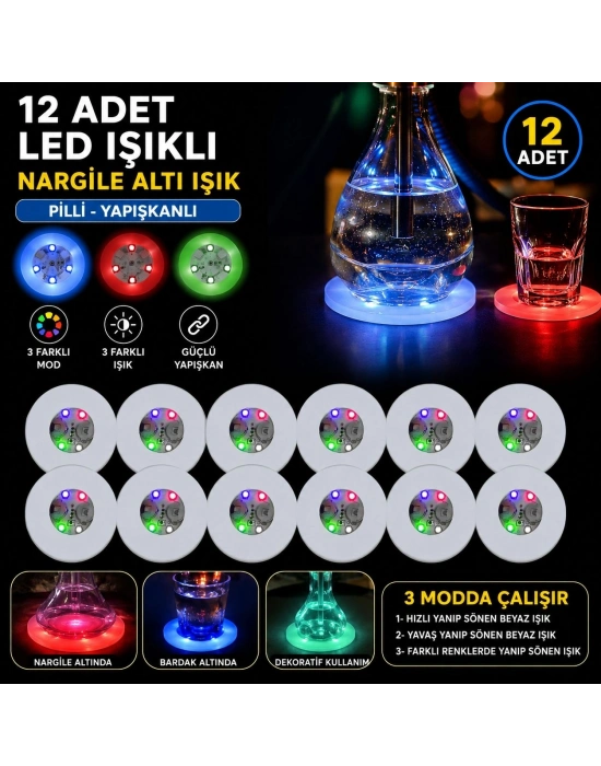 Rgb Led Nargile Altı Işık 12’li Set