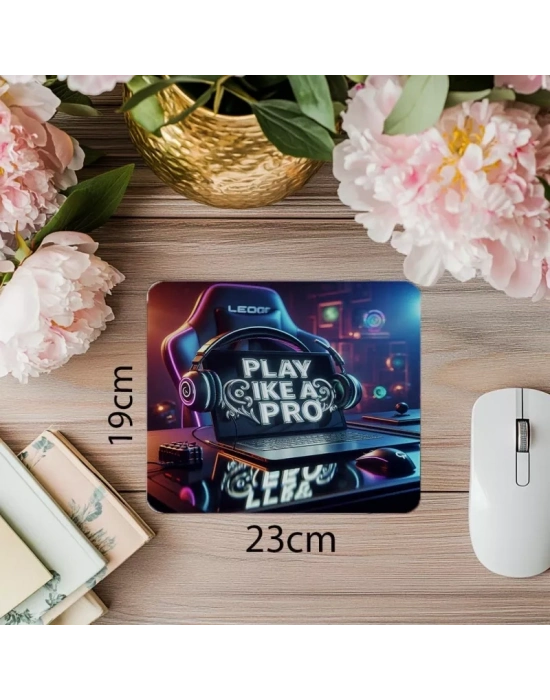 RGB Renkli Play Like a Pro Tasarımı - 19x23 cm 2 mm Dikdörtgen İthal Baskılı Mouse Pad