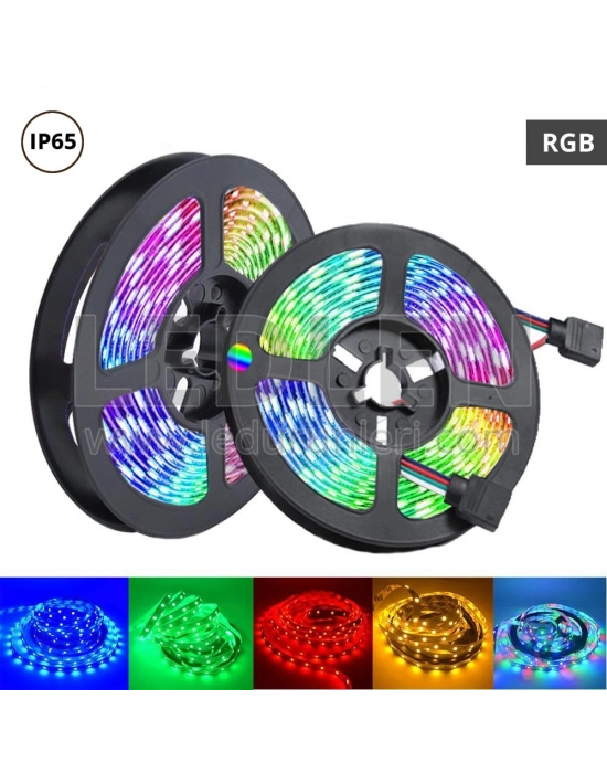 Rgb Şerit 5 Metre 16 Renkli Kumandalı Adaptörlü Çift Taraflı Bant