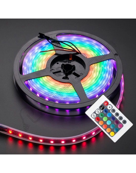 Rgb Şerit 5 Metre 16 Renkli Kumandalı Adaptörlü Çift Taraflı Bant