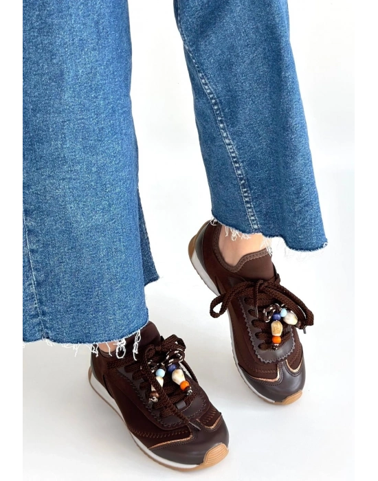 Riaf Kahverengi Cilt Bağcıklı Spor Ayakkabı