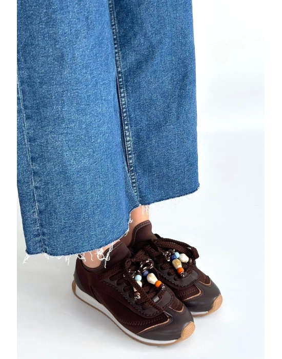 Riaf Kahverengi Cilt Bağcıklı Spor Ayakkabı