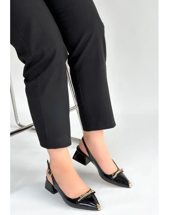 Ricy Siyah Rugan Topuklu Ayakkabı