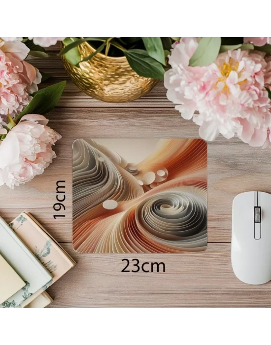 Ritimli Elips Desenli Sade Mouse Pad - 19x23 cm 2 mm Dikdörtgen İthal Baskılı Mouse Pad