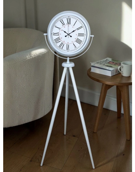 Roma Rakamlı Beyaz Tripod Ayaklı Saat