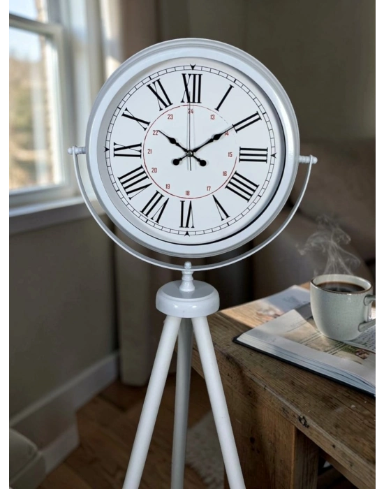 Roma Rakamlı Beyaz Tripod Ayaklı Saat