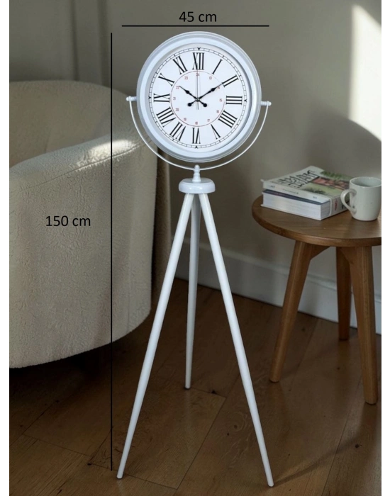Roma Rakamlı Beyaz Tripod Ayaklı Saat