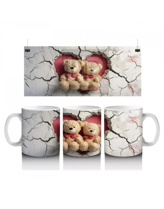 Romantik Ayıcıklar (Ön ve Arka) – Baskılı Kahve Kupası