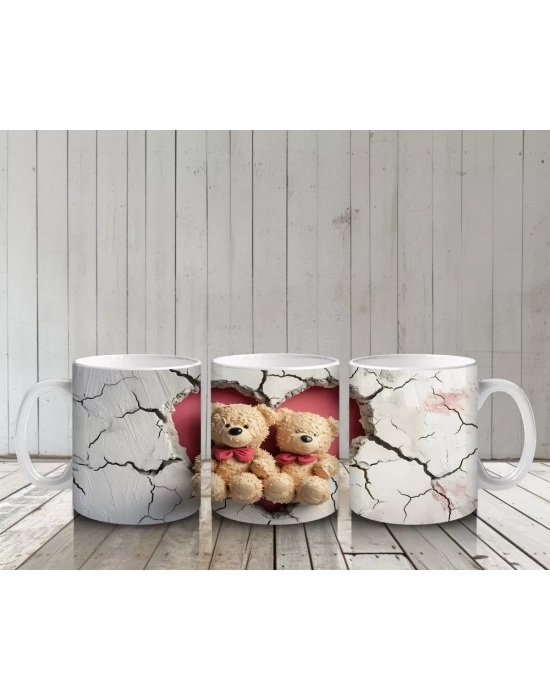 Romantik Ayıcıklar (Ön ve Arka) – Baskılı Kahve Kupası