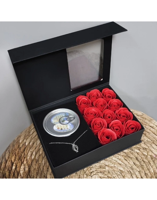 Romantik Gül ve İstiridye İnci Kolye Seti