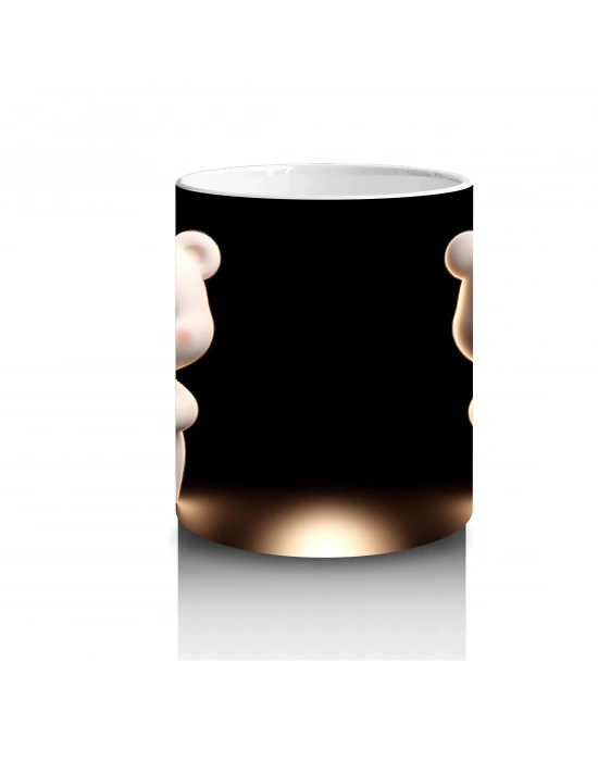 Romantik Işıklar Altında Ayıcık Çifti – Baskılı Kahve Kupası