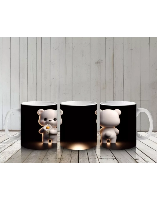 Romantik Işıklar Altında Ayıcık Çifti – Baskılı Kahve Kupası