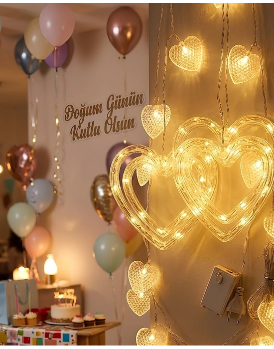 Romantik Kalp LED Işık Neon Görünümlü Dekoratif Oda Lambası