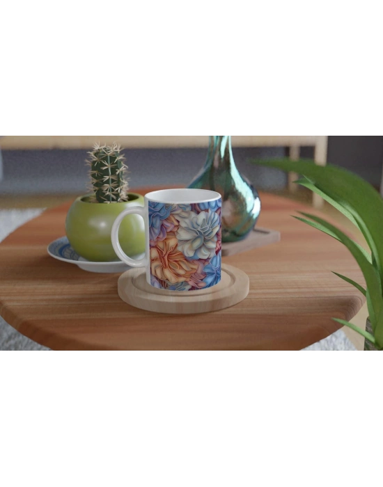 Romantik Renk Geçişli Çiçek Kupa Bardak