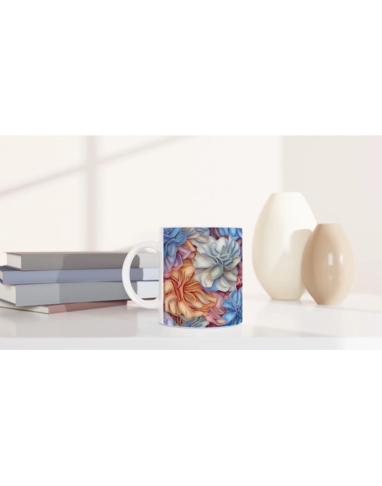 Romantik Renk Geçişli Çiçek Kupa Bardak