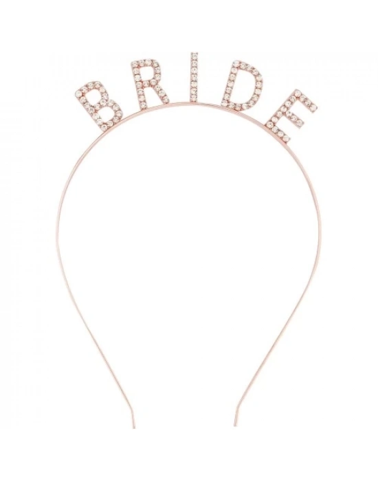 Rose Gold Bekarlığa Veda Kristal Taş Bride Tacı