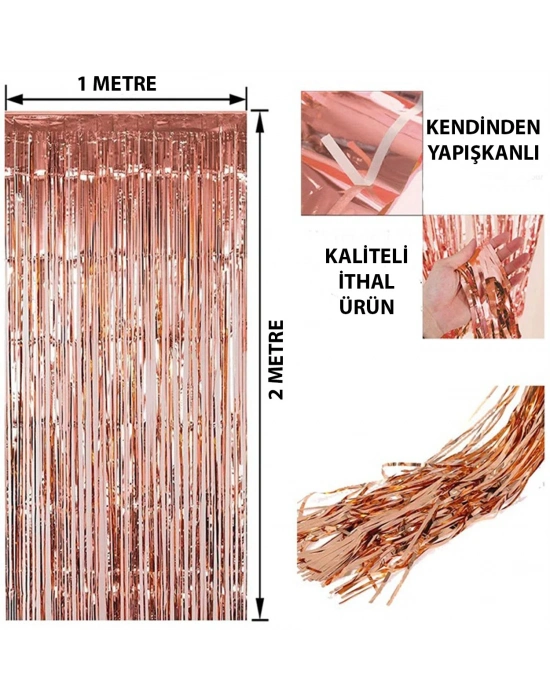 Rose Gold Püsküllü Kapı Perdesi