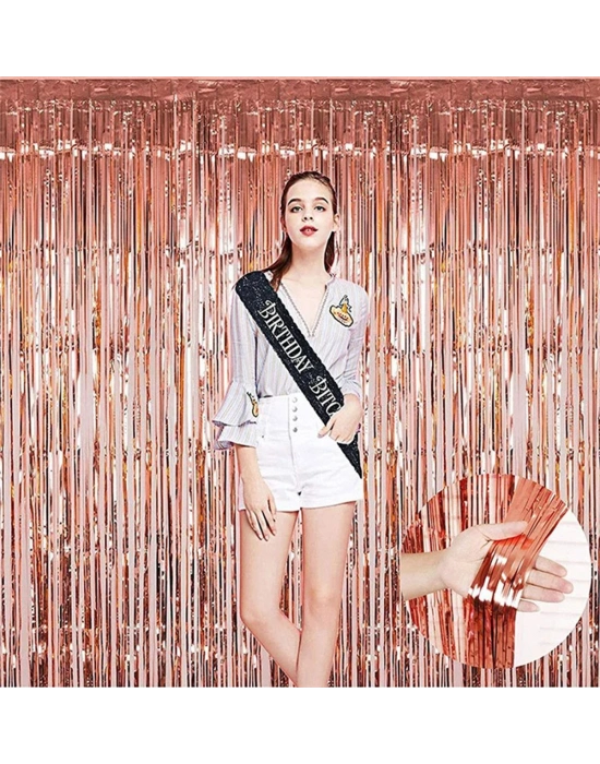 Rose Gold Püsküllü Kapı Perdesi