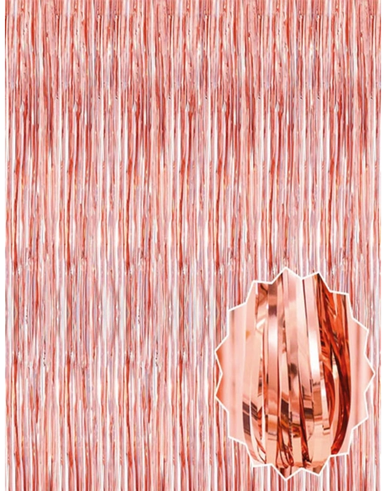 Rose Gold Püsküllü Kapı Perdesi - Parti, Bekarlığa Veda, Doğum Günü 1x2 M