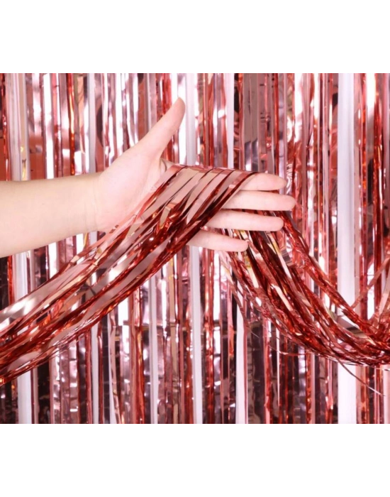 Rose Gold Püsküllü Kapı Perdesi - Parti, Bekarlığa Veda, Doğum Günü 1x2 M