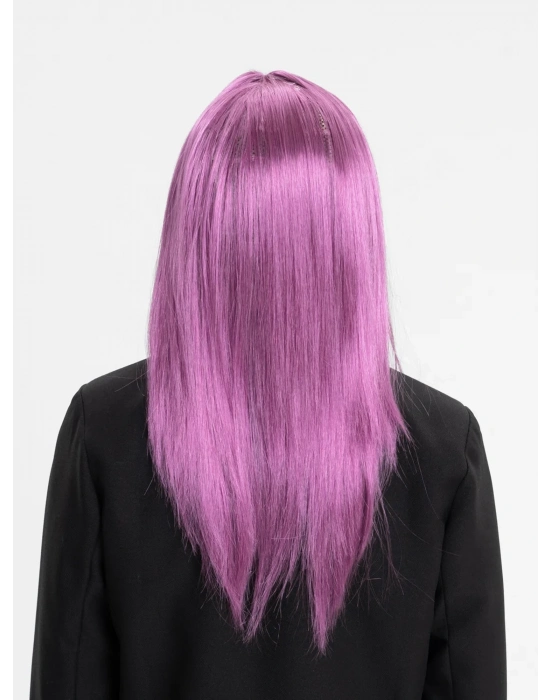 Rose Pembe Renk Düz Kesim Uzun Parti Peruğu Takma Saç