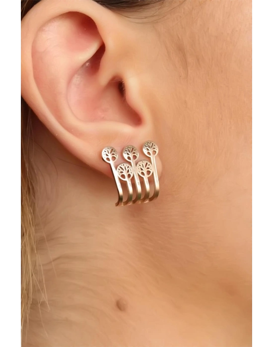 ® Rose Renk Ağaçlı Bayan Küpe