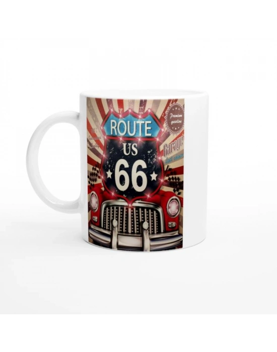 Route 66 Işıltılı Retro Garaj Kupa Bardak