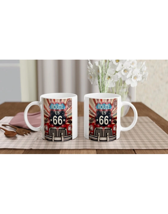 Route 66 Işıltılı Retro Garaj Kupa Bardak