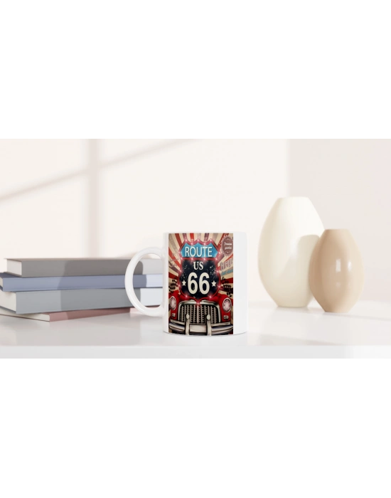 Route 66 Işıltılı Retro Garaj Kupa Bardak