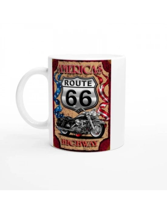Route 66 Motosiklet Temalı Kupa Bardak