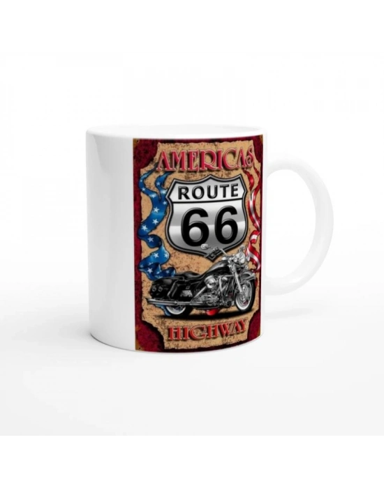 Route 66 Motosiklet Temalı Kupa Bardak