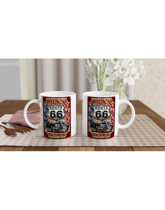 Route 66 Motosiklet Temalı Kupa Bardak