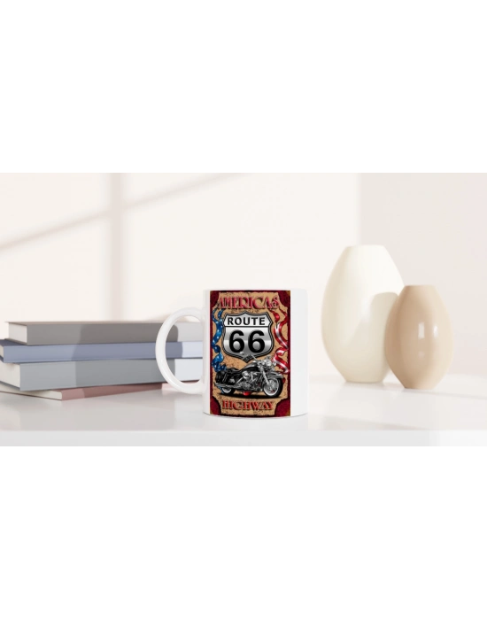 Route 66 Motosiklet Temalı Kupa Bardak