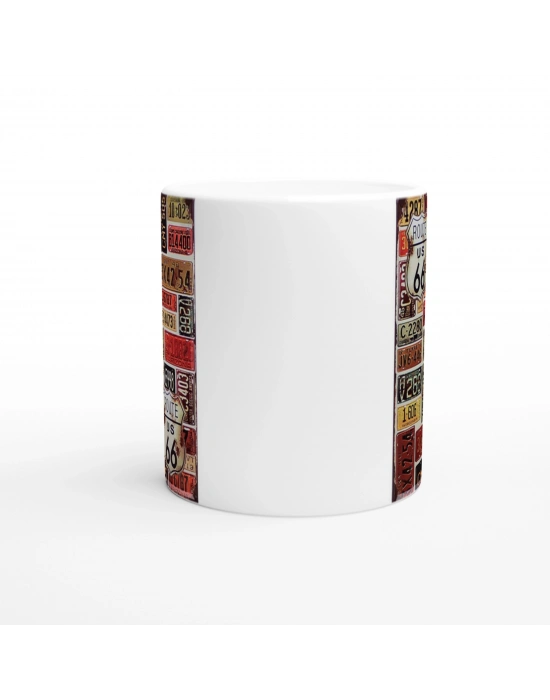 Route 66 Plaka Kolajı Temalı Retro Kupa Bardak