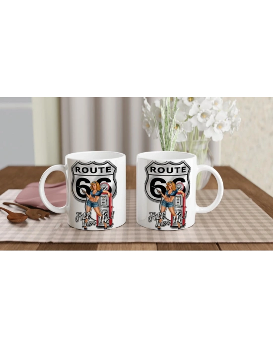 Route 66 Retro Benzinci Kız Kupa