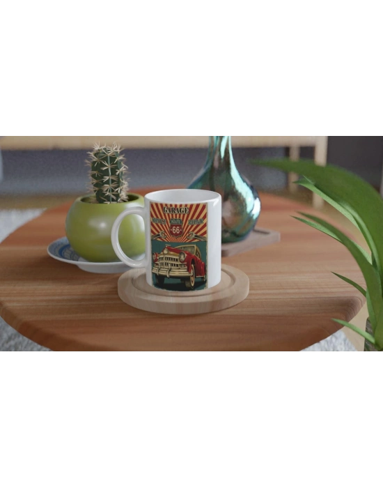 Route 66 Retro Garaj Temalı Kupa Bardak